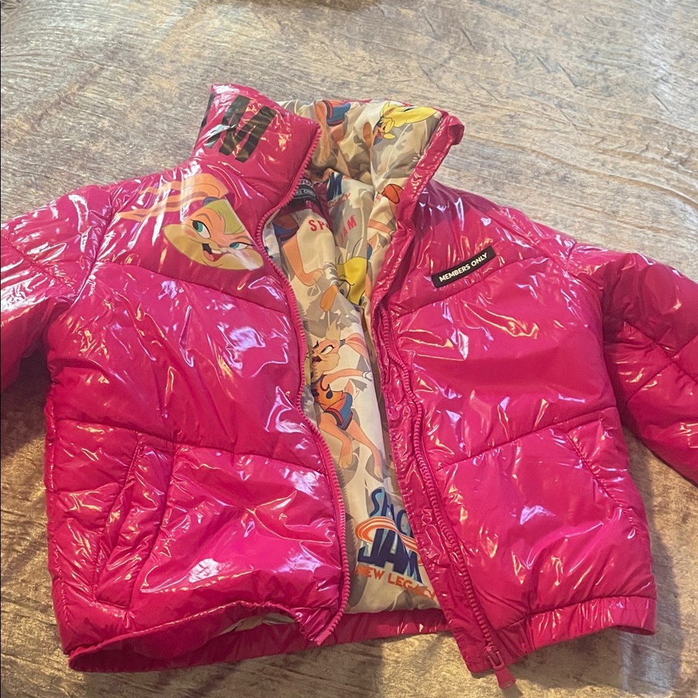 Members Only Shiny Pink Kids Puffer Jacket